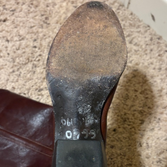 Tony Lama Chestnut Leather Heeled Boots - Picture 7 of 10